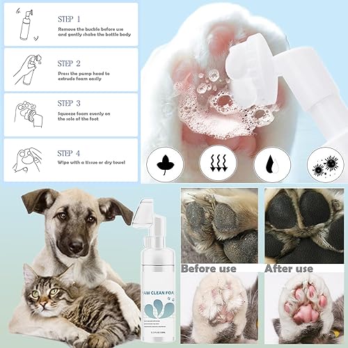 Miniatura 5 de Kit de limpieza de patas de perro con 5.1 fl oz5.12 onzas líquidas de microfibra espumosa sin agua, bálsamo para pies, recortador de patas eléctrico