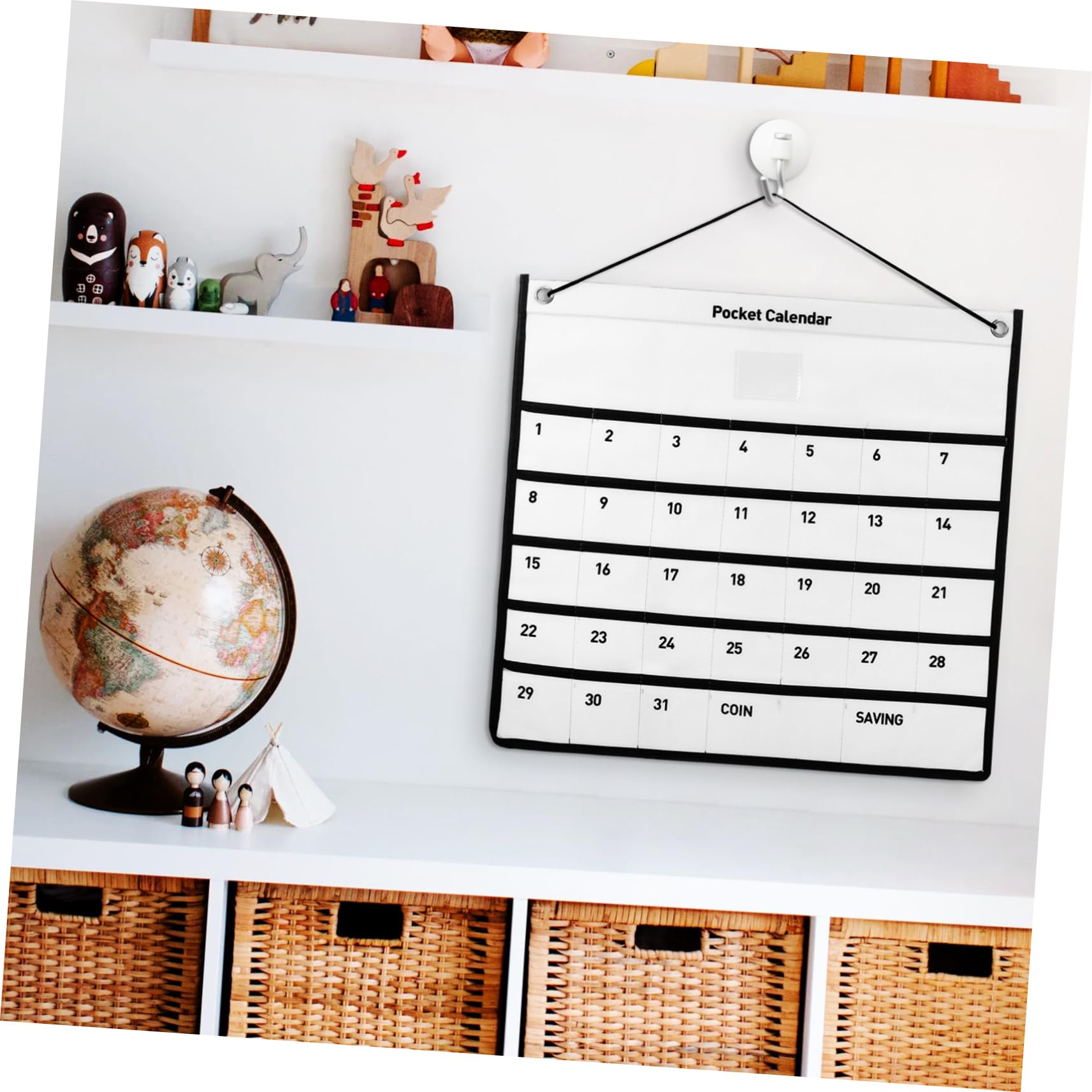 Unomor Calendar Wall Pocket Organizer Non Woven Fabric Storage Bag for Home Office Classroom Month Hanging Calendar Pocket for Easy Access to Medications Cards and Items