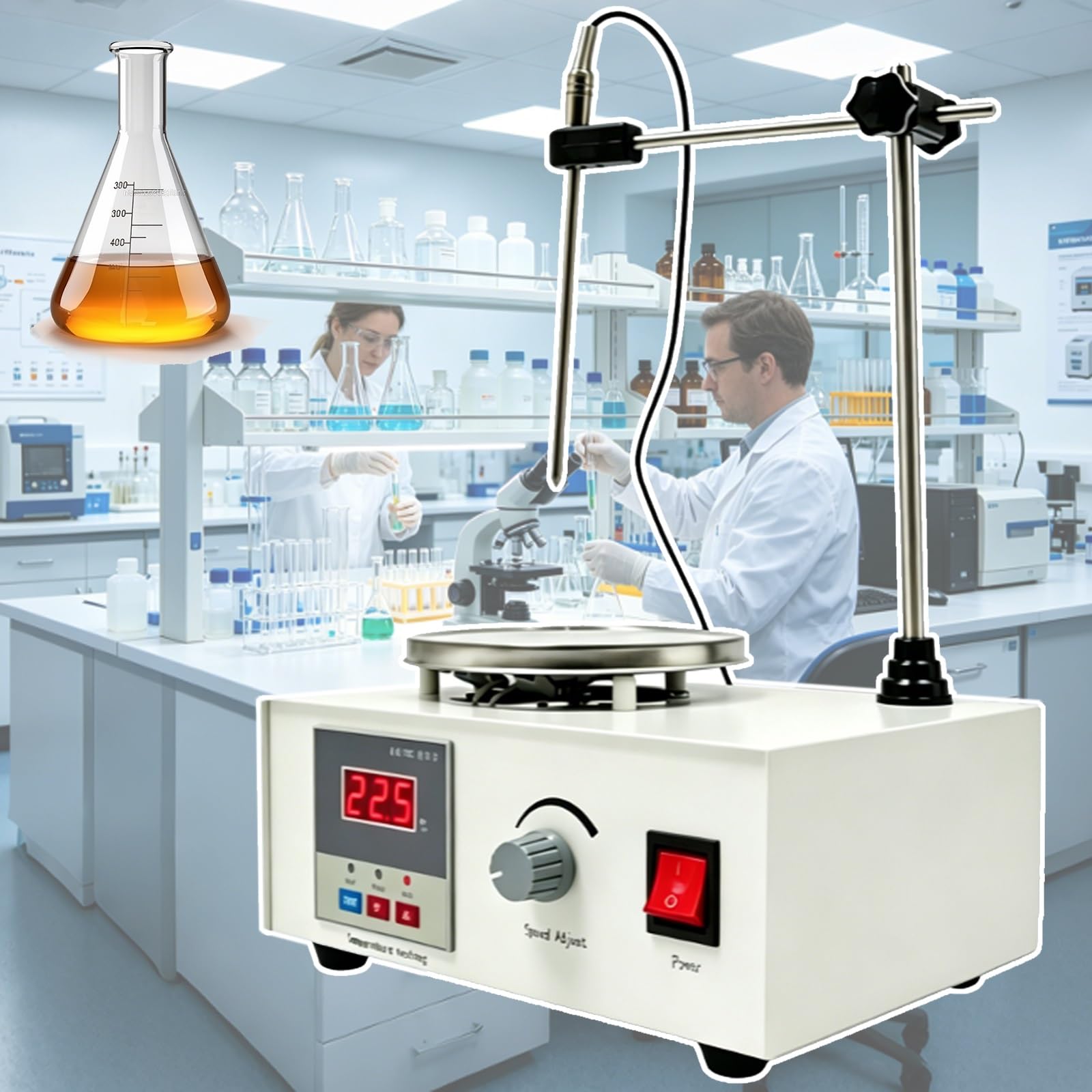 Agitador magnético de temperatura constante, con Display Digital de Temperatura y Laboratorio de Ajuste de Velocidad, for Industria Química, Sanidad, etc.