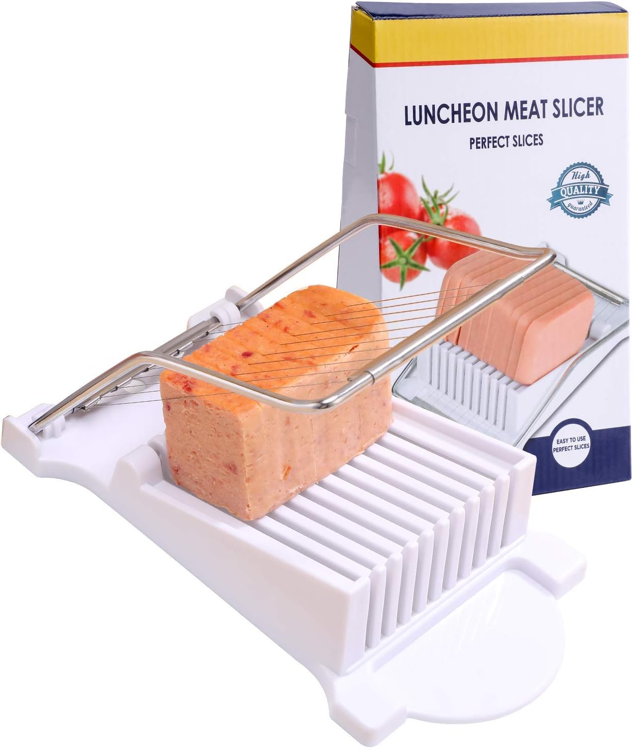 NVTED Slicer, Luncheon Meat Slicer Boiled Egg Fruit Soft Cheese Butter Slicers Cutter, Stainless Steel Wires, Cuts 10 Slices (White) NVTED Slicer, Luncheon Meat Slicer Boiled Egg Fruit Soft Cheese Butter Slicers Cutter, Stainless Steel Wires, Cuts 10 Slices (White)