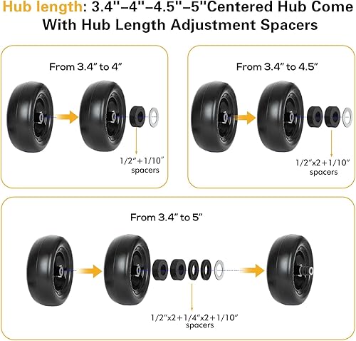 Miniatura 5 de WEIZE Neumático de cortacésped plano de 11 x 4.00-5, cubo centrado de 3.4 a 4.5 a 5 pulgadas, bujes de 34 o 58 pulgadas, neumático de césped de