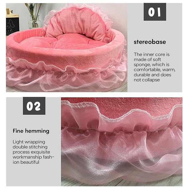 Foto 4 de 8 de jojobasec Cama de princesa con volantes para mascotas, gatito, cachorro, boda, mascota