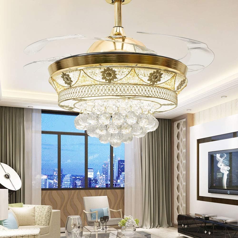 50% Off Discount YEELED Light 42 Invisible Crystal Reversible Ceiling Fans with LED Light Remote Control 4 Retractable Clear ABS Blades Bedroom Fan Chandelier Indoor Ceiling Light Kits with Fans (42 Inch, Gold-04) Super Cheap 🛒 YEELED Light 42 Invisible Crystal Reversible Ceiling Fans with LED Light Remote Control 4 Retractable Clear ABS Blades Bedroom Fan Chandelier Indoor Ceiling Light Kits with Fans (42 Inch, Gold-04)