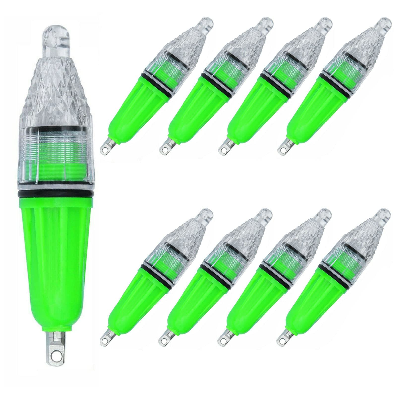 Lot de 8 lampes LED étanches clignotantes pour pêche Vert clair 12 cm