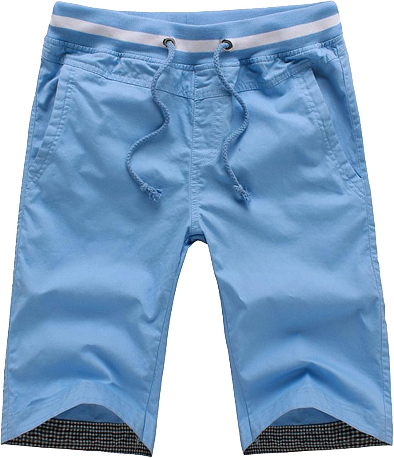 Men's Relaxed Fit Elastic Waist Shorts with Side Pockets Breathable Knee-Length Shorts for Workout, Vacation, Everyday Use