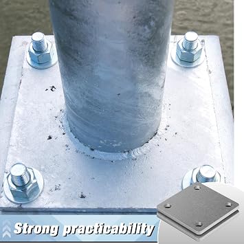 8 Pcs 3 x 3 Inch A36 Steel Plate with 4 Holes, Laser Cut Hot Rolled Steel Plate, 3/16 '' Thick Weldable Metal Sheet for Structure Support and Industrial Use (3 x 3 Inch)