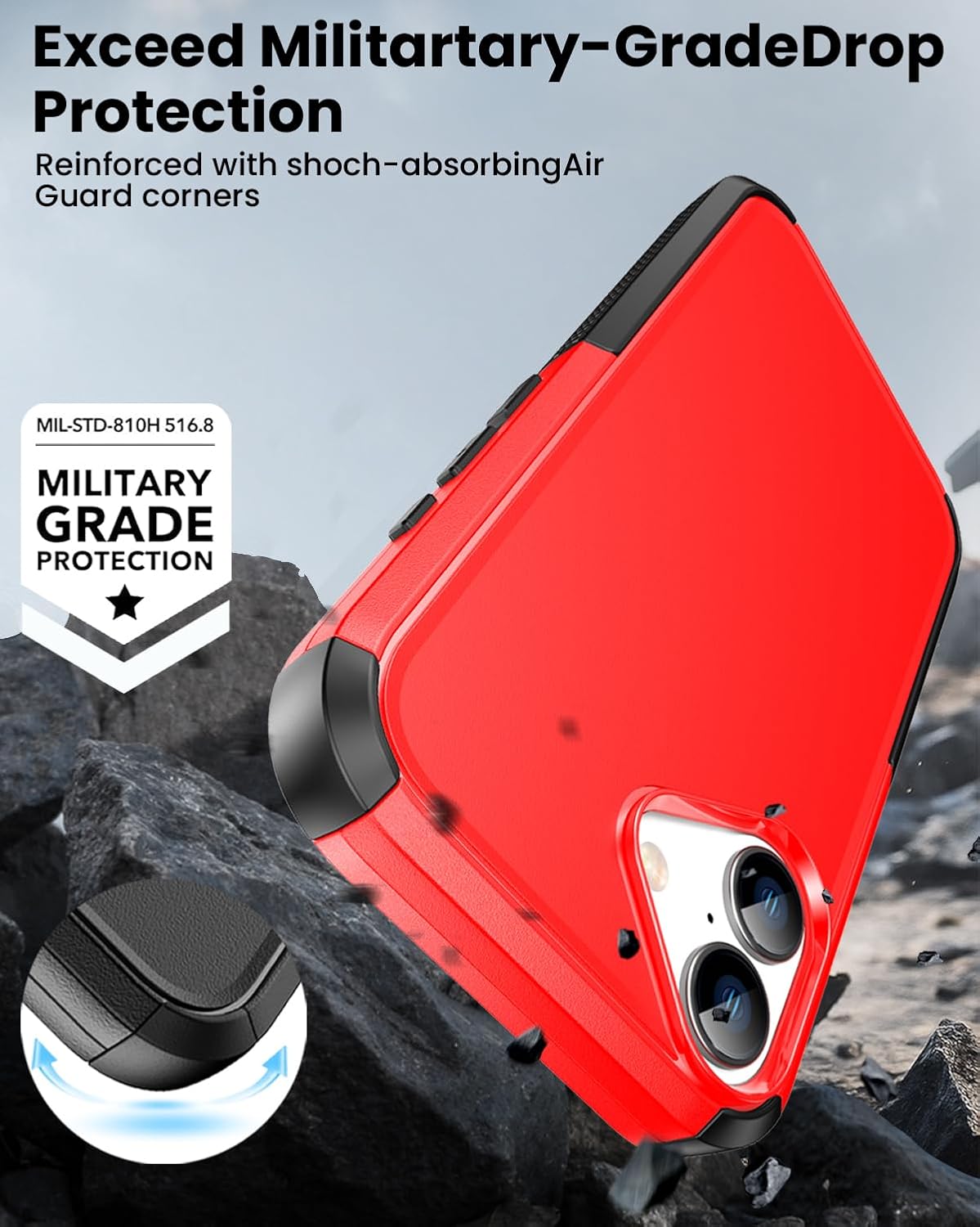 Magnetic for iPhone 17 Case, Compatible with Magsafe,2X Screen Protector,Military-Grade Protection, Drop-Proof Phone Cover for iPhone 17 6.3 inchs,Red