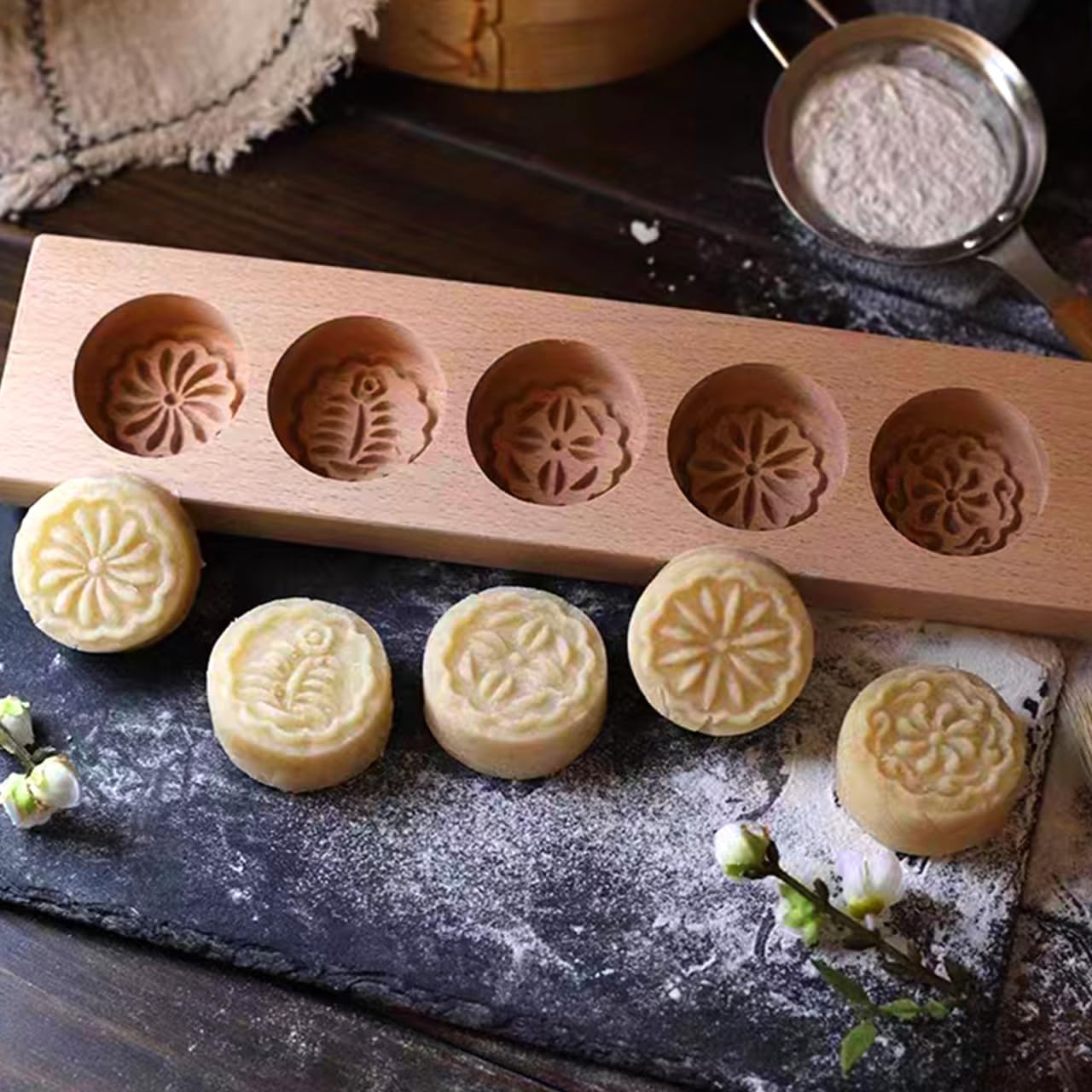 Wooden Moon Cake Mold 11.88 Inch Decorative Pattern Baking Tool for Diy Pastry Making with Natural Wood Material Easy to Use and Clean for Home Baking - Image 3