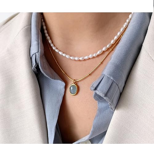 Miniatura 6 de Collar con dije de piedra preciosa de aguamarina, piedra curativa de cristal natural de coraje, chakra de garganta y ayuda para la comunicación,