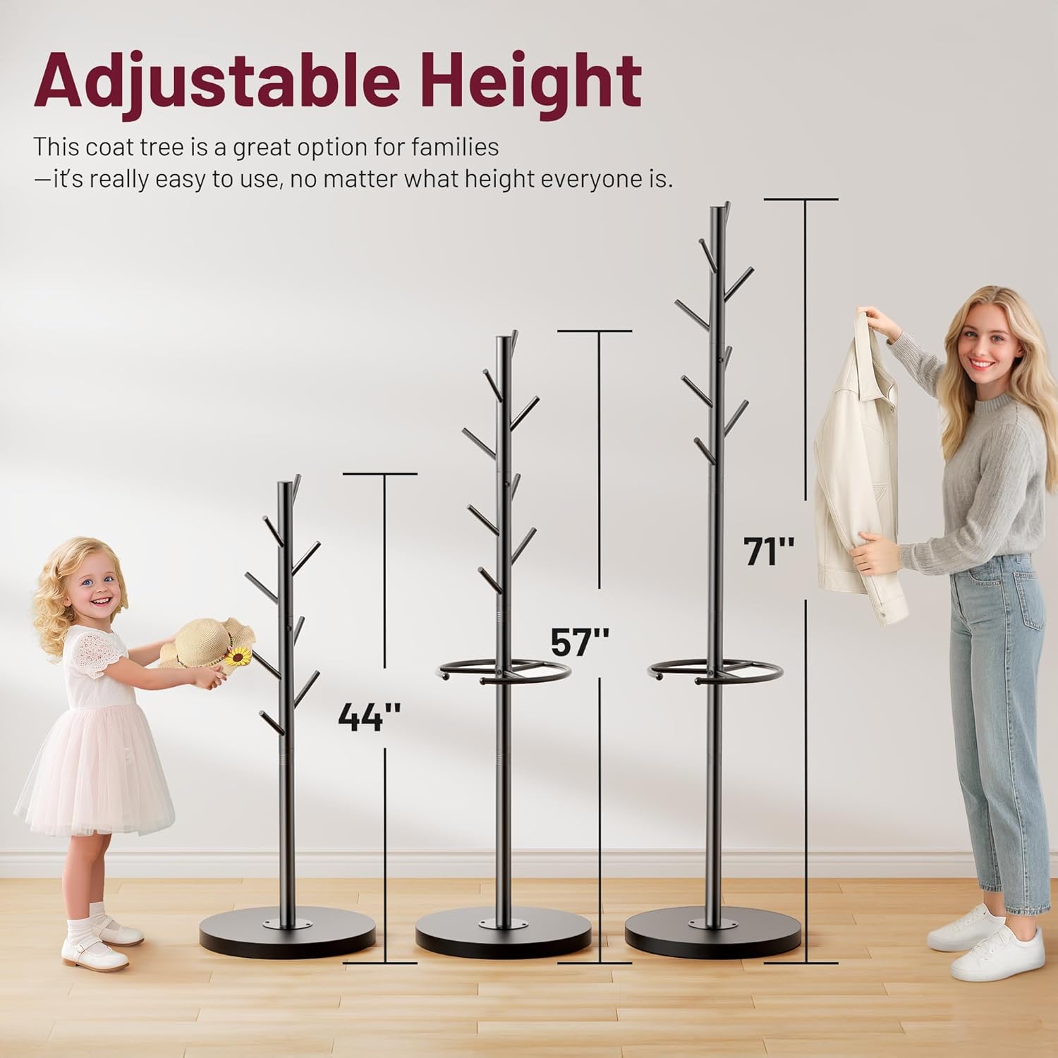 SLEEPING LAMB Coat Rack Freestanding with Umbrella Holder & Heavy Duty Clothes Rack for Hanging Clothes