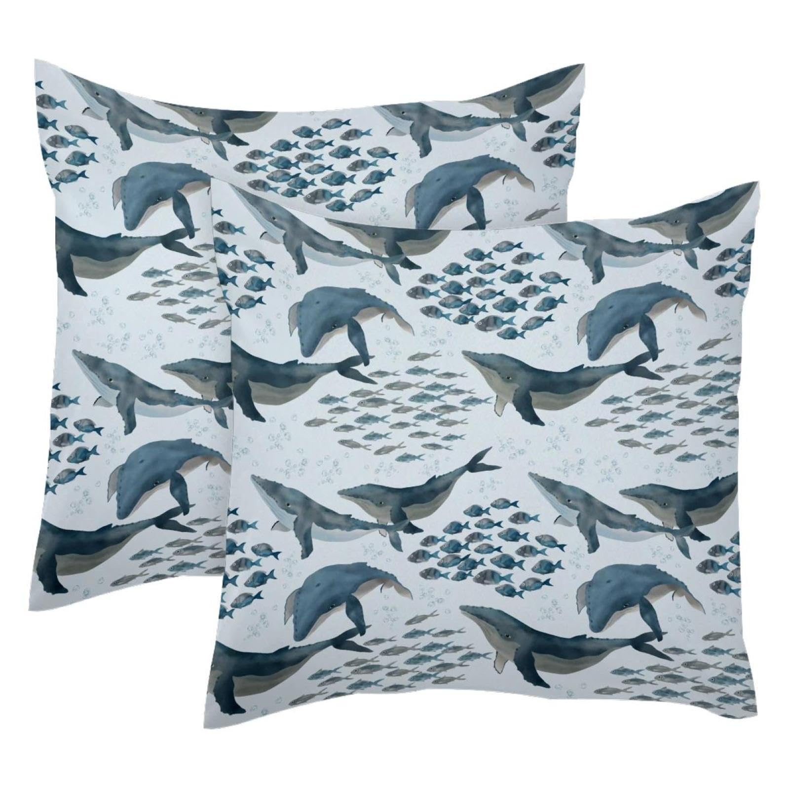 Housses de coussin velours motif mer 50x50 lavables pour canapé