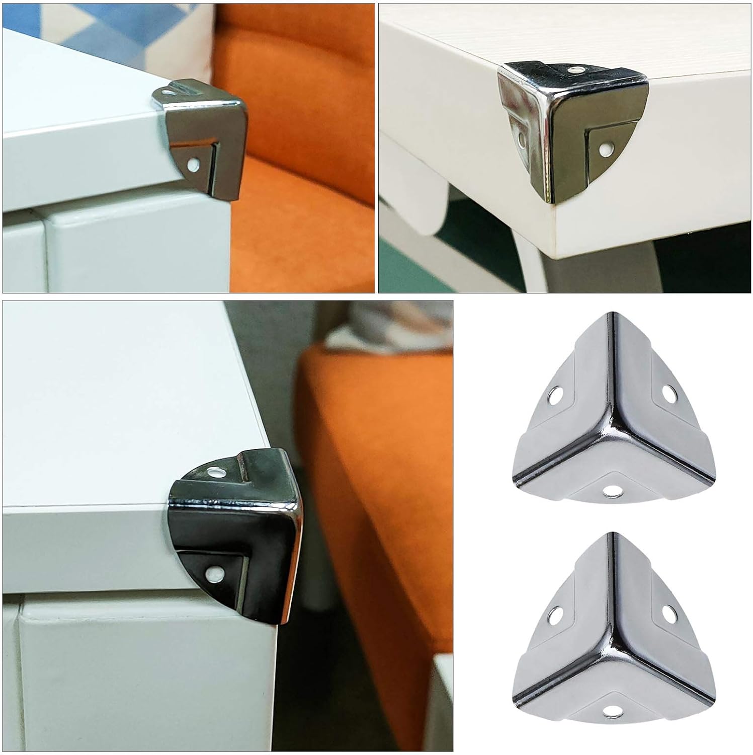 SING F LTD 12pcs 25X25X25mm Corner Brace Protectors Wrap Angle Edge Guard Cover Brackets Chrome for Wooden Trunk Box Chest Case Flightcase