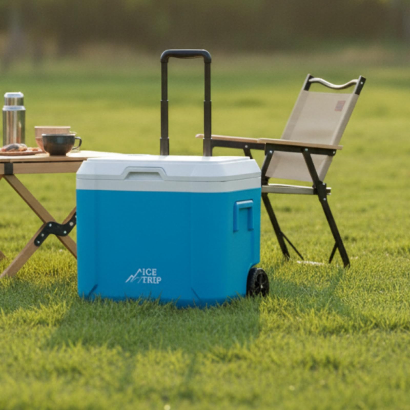 Milageto Frigo Portatile con Ruote Isolato Ghiacciaia Portatile con Ruote Resistente Scatola Termica per Campeggiatori, Famiglie, Campeggio, Picnic, Spiaggia
