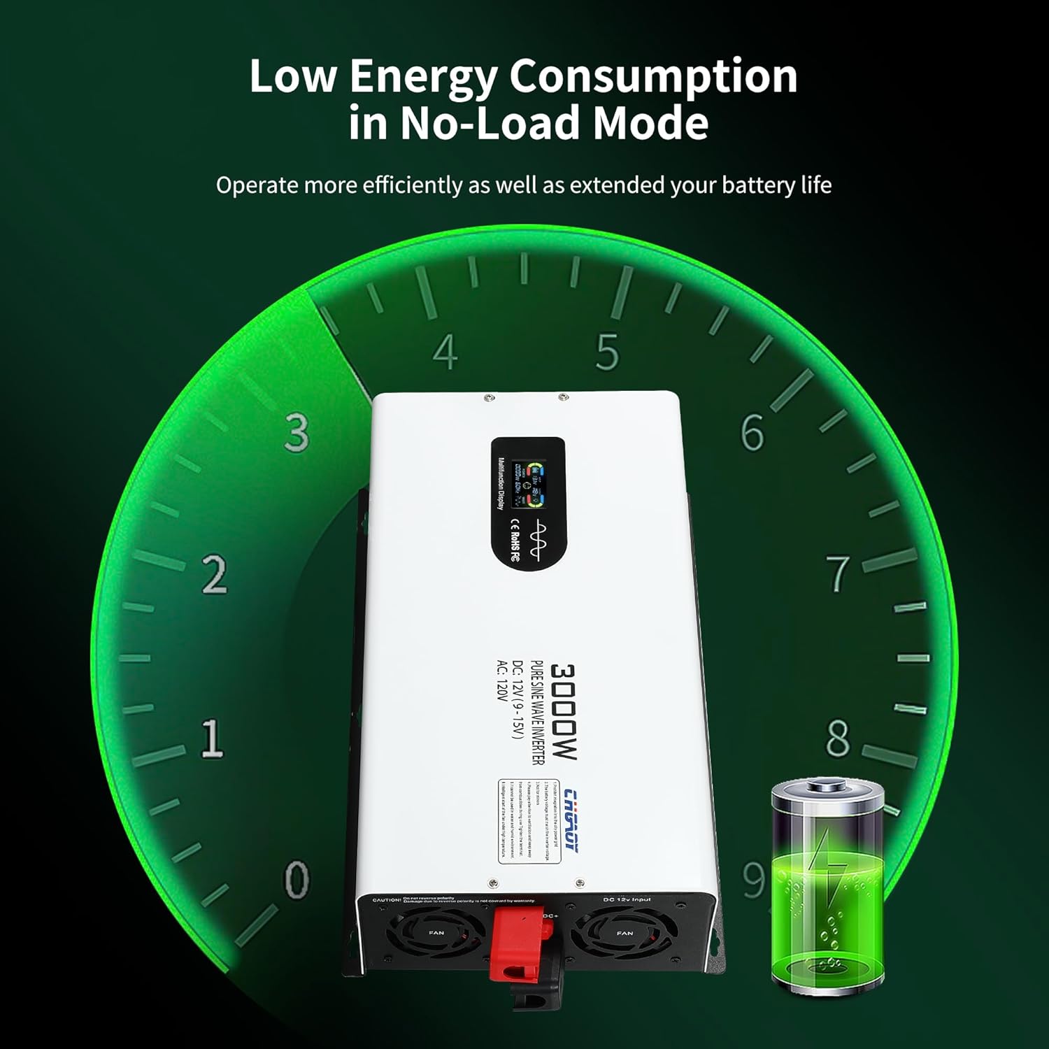 CHGAOY Power Inverter,3000W Pure Sine Wave Inverter DC 12V to AC 120V