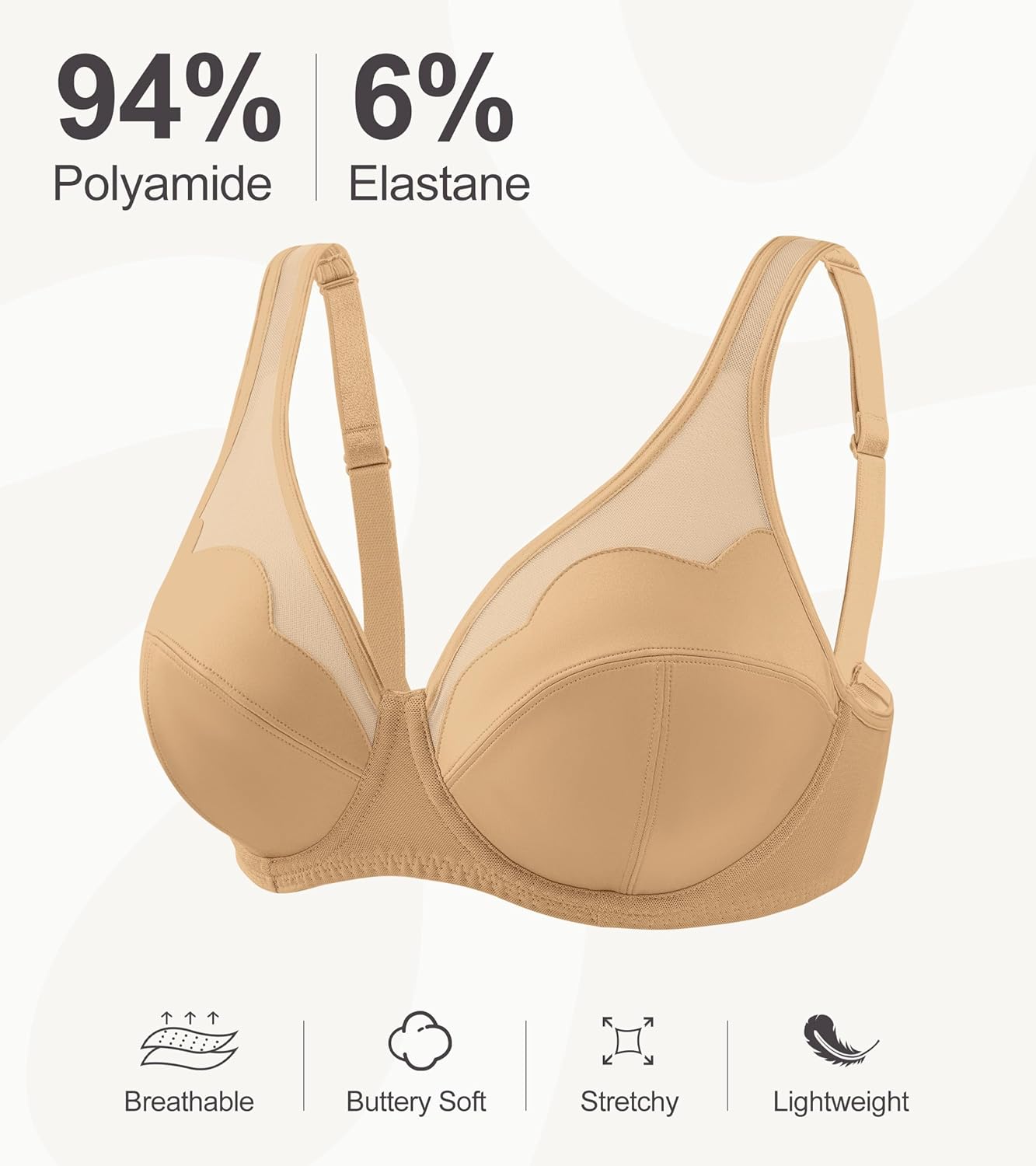 Women's Underwire Bra Full Coverage Plus Size Mesh Minimizer Bra for Large Breast - Image 6