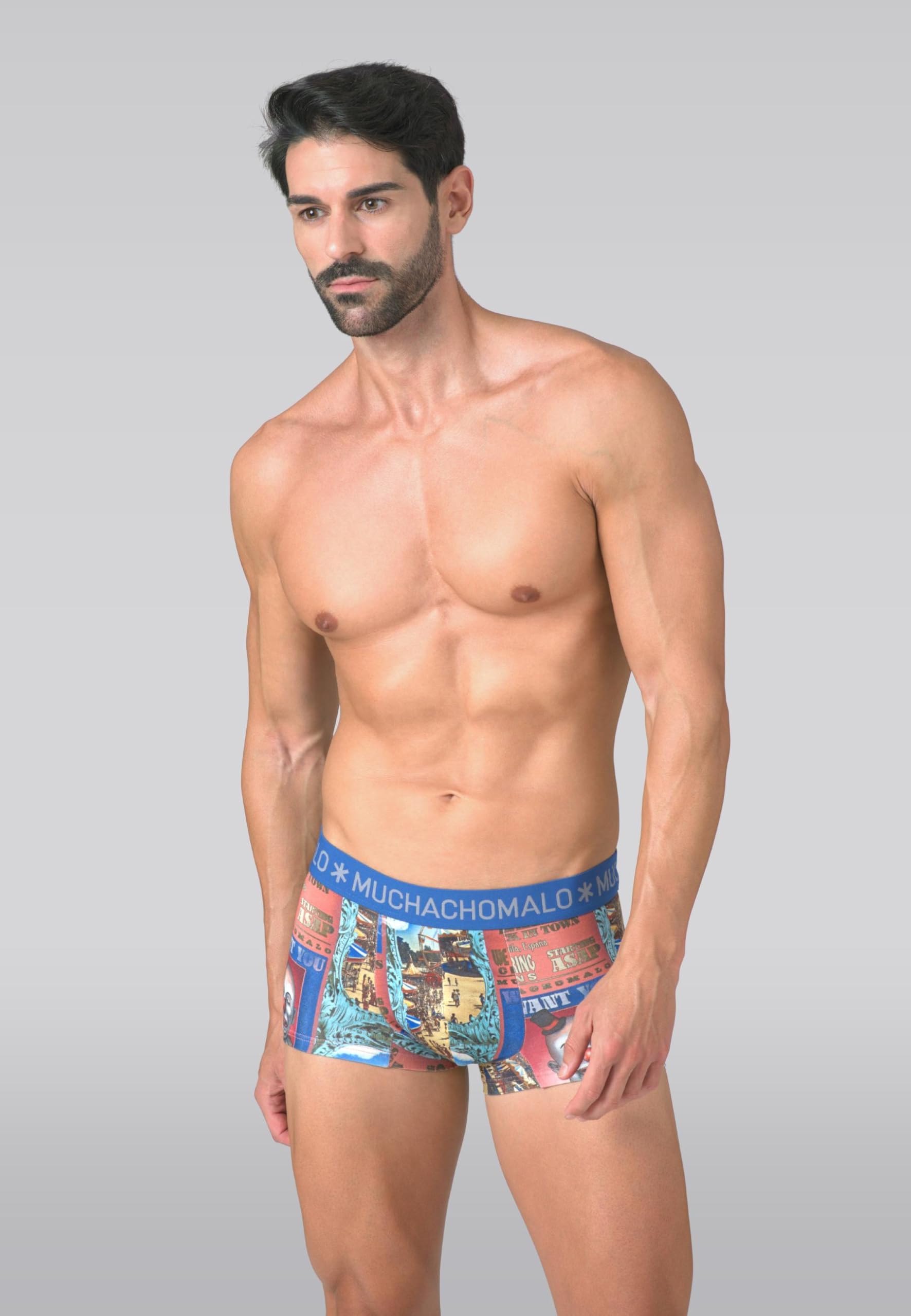 Muchachomalo Uomo Trunks 3-Pack, Fantasia, Cotone, Fascia Elastica