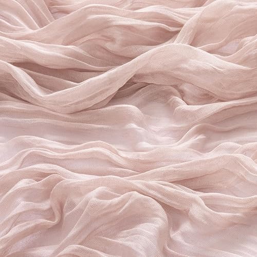 Miniatura 2 de MLMW Paquete de 6 caminos de mesa de estopilla rosa de gasa bohemia rústica de tela de queso de 160 pulgadas, transparente de 13.3 pies para