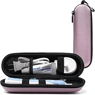 Nincha Compact Electric Toothbrush Travel Case, EVA Protective Storage Bag for Philips Sonicare/Oral-B, Waterproof Portable Carrying Case with Mesh Pocket & Elastic Bands (Smoky Pink)