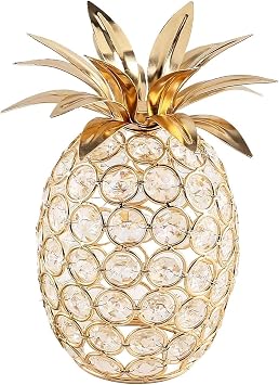 Fruit Decor Crystal Pineapple Table Centerpiece Decor | Handmade Crystal Hollow Fruit Ornament Decor Home Party Camping Wedding Festival Bar Decor Gold