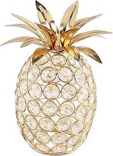 Pineapple Table Centerpiece Decor Handmade Crystal Hollow Fruit Ornament Decor Home Party Camping Wedding Festival Bar Decor (Gold)