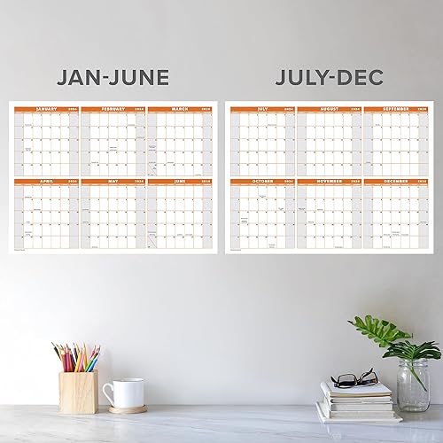 Miniatura 4 de Calendario de pared grande de borrado en seco 2024 de 24 x 36 pulgadas, planificador de pared anual de 12 meses borrable en húmedo y seco,