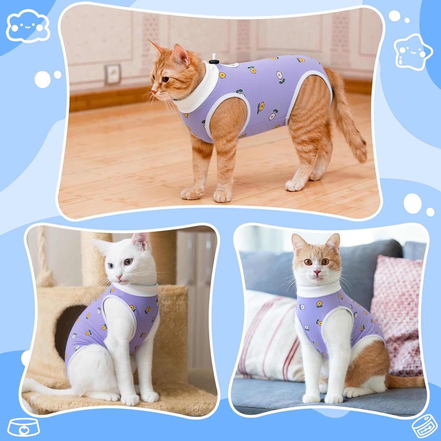 Coppthinktu Cat Recovery Suit Female Cat Onesie After Surgery Anti Licking | Cat Onesie for Cats After Surgery Female for Abdominal Wounds, Kitten Surgery Recovery Suit Surgical Bodysuit After Spay