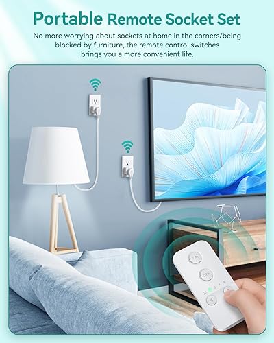 Miniatura 2 de Enchufe de salida de control remoto, toma de temporizador con control remoto, interruptor de luz remoto inalámbrico de 500 pies, enchufe