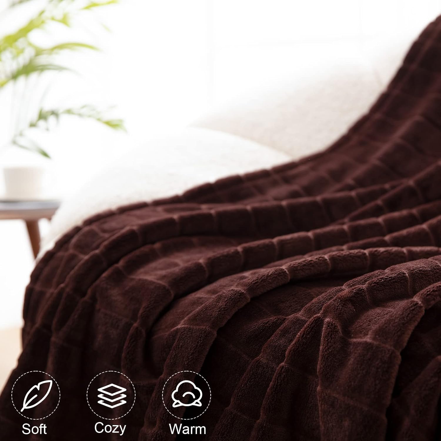Bertte Throw Blanket, 330 GSM Super Soft Lightweight Luxury Fleece Blankets for Couch Sofa Bed Ultra Luxurious Warm and Cozy for All Seasons, 50"x 60", Brown- 4 Pack