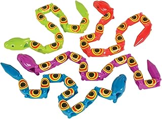 Wacky Wiggly Snake Toys, 15 Inches, Jointed Plastic Fidget Snakes (12)