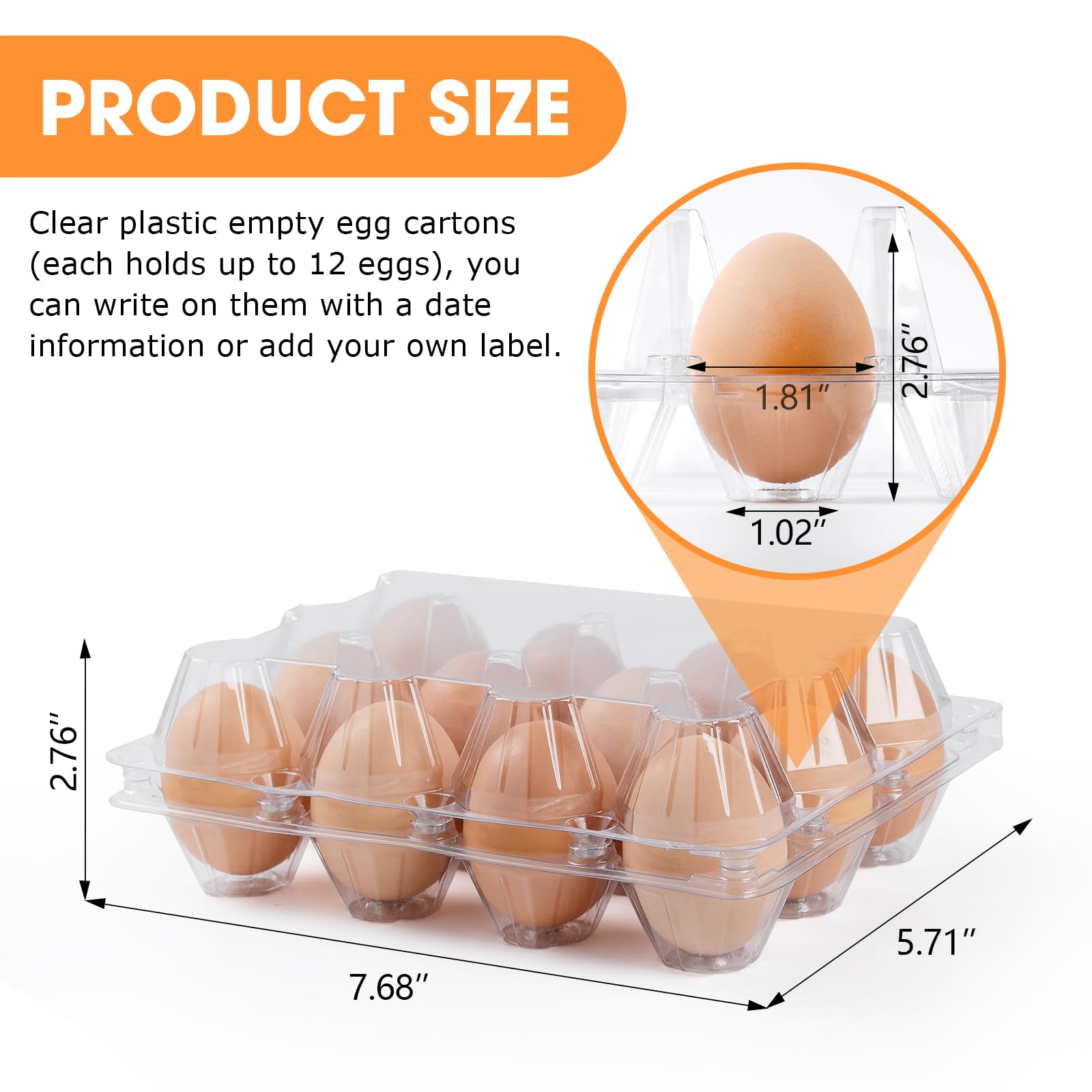 Paquete de 160 cajas de huevos baratas a granel, 12 cajas de huevos vacías transparentes para huevos de gallina, rejillas de 3 x 4, bandejas reutilizables para huevos para familia, granja de pollos