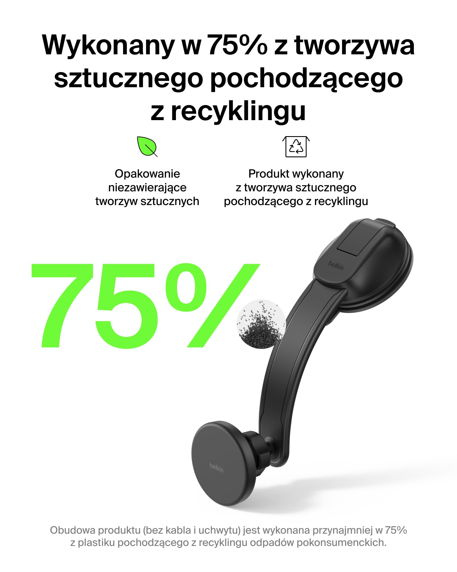 Belkin Bezprzewodowa Ładowarka Samochodowa, Zgodny z MagSafe Magnetyczny Uchwyt na Kratkę Nawiewu/Deskę Rozdzielczą, z Kablem USB-C, do iPhone’a 17, Galaxy S25, Pixelsnap – Akcesoria Qi2 – Czarna