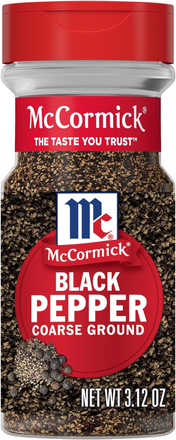 McCormick Black Pepper, Coarse Ground, Non GMO, Hand-Harvested, Enjoy Distinctive Pepper Flavor While Cooking & Tableside, 3.12 oz