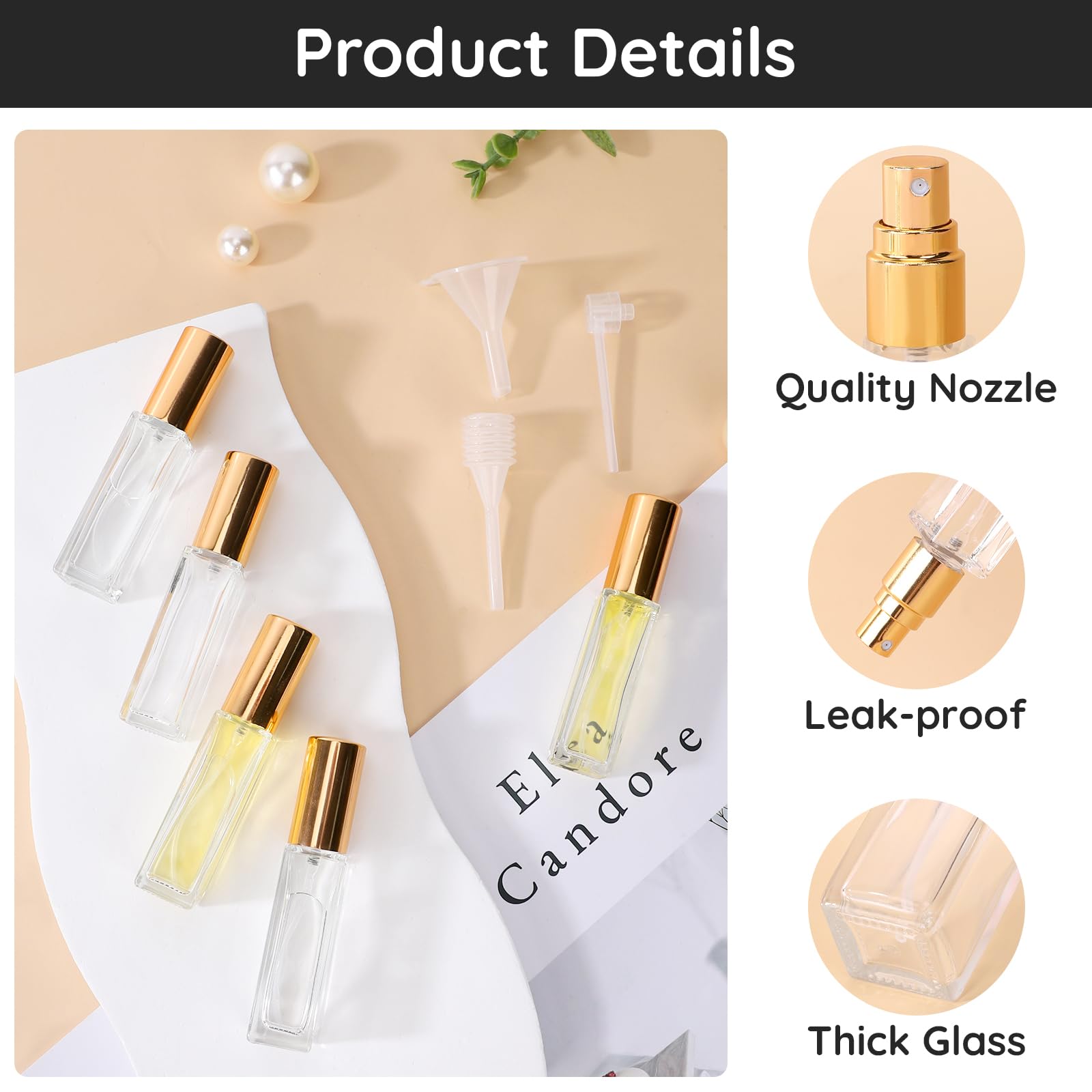 Segbeauty Porta Profumo da Borsetta, 20 Pezzi 10ml Vaporizzatore Profumo, Flacone Spray Trasparente in Vetro, Ricaricabile e Portatile, per Fai da Te Oli Fragranza