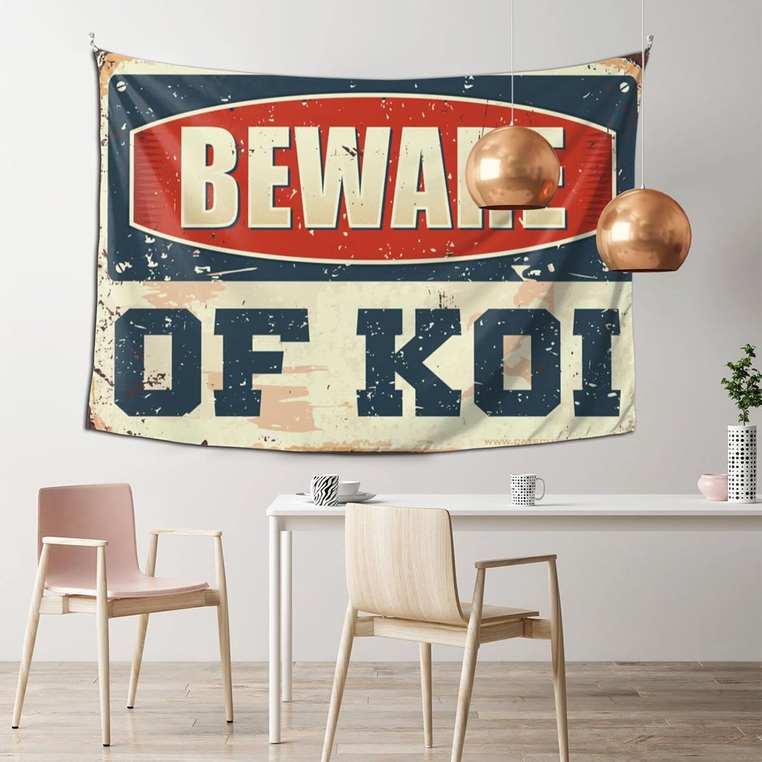 Wall Tapestry For Bedroom Beware Of Koi Tapestry Ceiling Decor Funny Kitchen Decor(100X150CM)