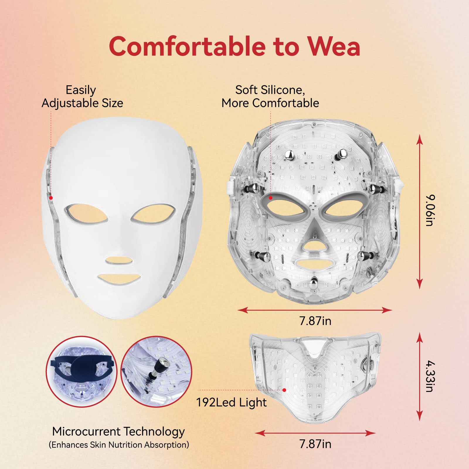 Máscara facial LED con terapia de luz, 7 colores para revitalizar la piel, dispositivo de belleza para el hogar, terapia de luz facial
