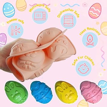 3Pack Easter Chocolate Mold,6 Cavity Easter Eggs Silicone Mold, Non-Stick Egg Baking Mold Tray,Egg Shaped Molds (Easter Eggs Mold)