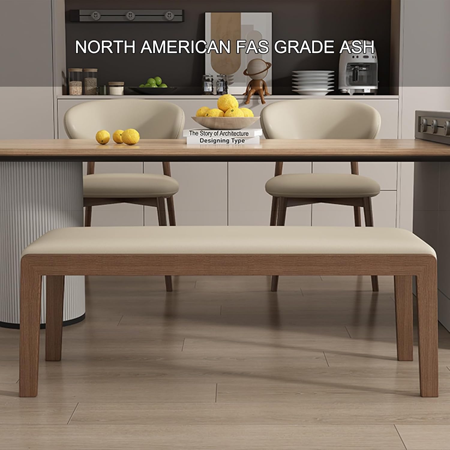 Entryway Bench Upholstered PU Leather End of Bed Bench, Indoor Wooden Living Room Dining Bench, Shoe Bench Benches, for Home Kitchen Dining Living Room Entryway Restaurant(Walnut B,140cm/55.1in)