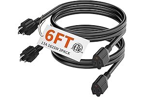 HUANCHAIN 6FT (2 Pack) Black Outdoor Extension Cords