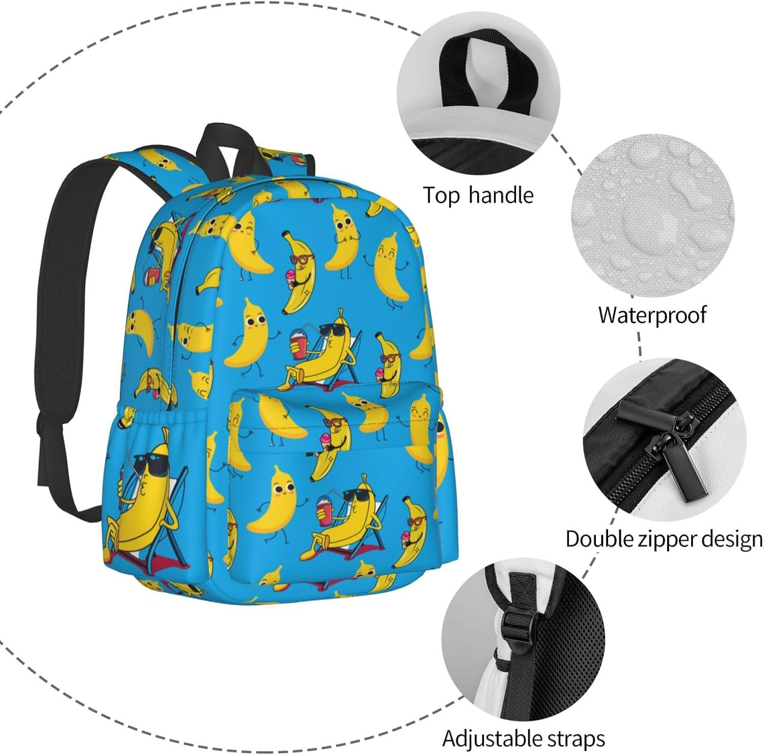 DEKIFNHG Funny Banana Backpack Casual Sports Bookbag School Laptop Backpack for Students Boys Girls - Image 3