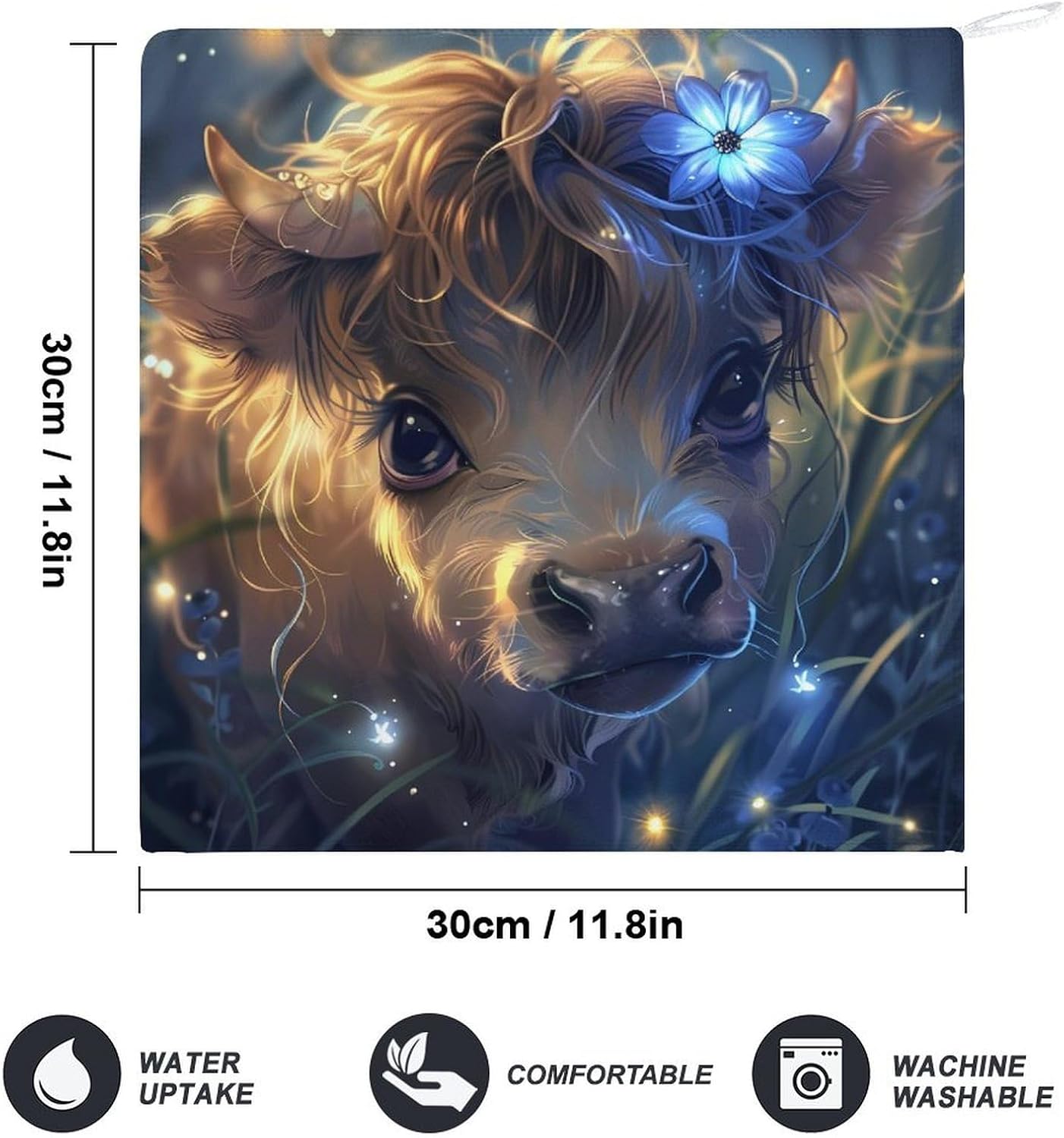 Yak Highland Cow Hand Towels for Bathroom Kitchen Towels Small Towel Handkerchiefs with Hanging Loop 4PCS