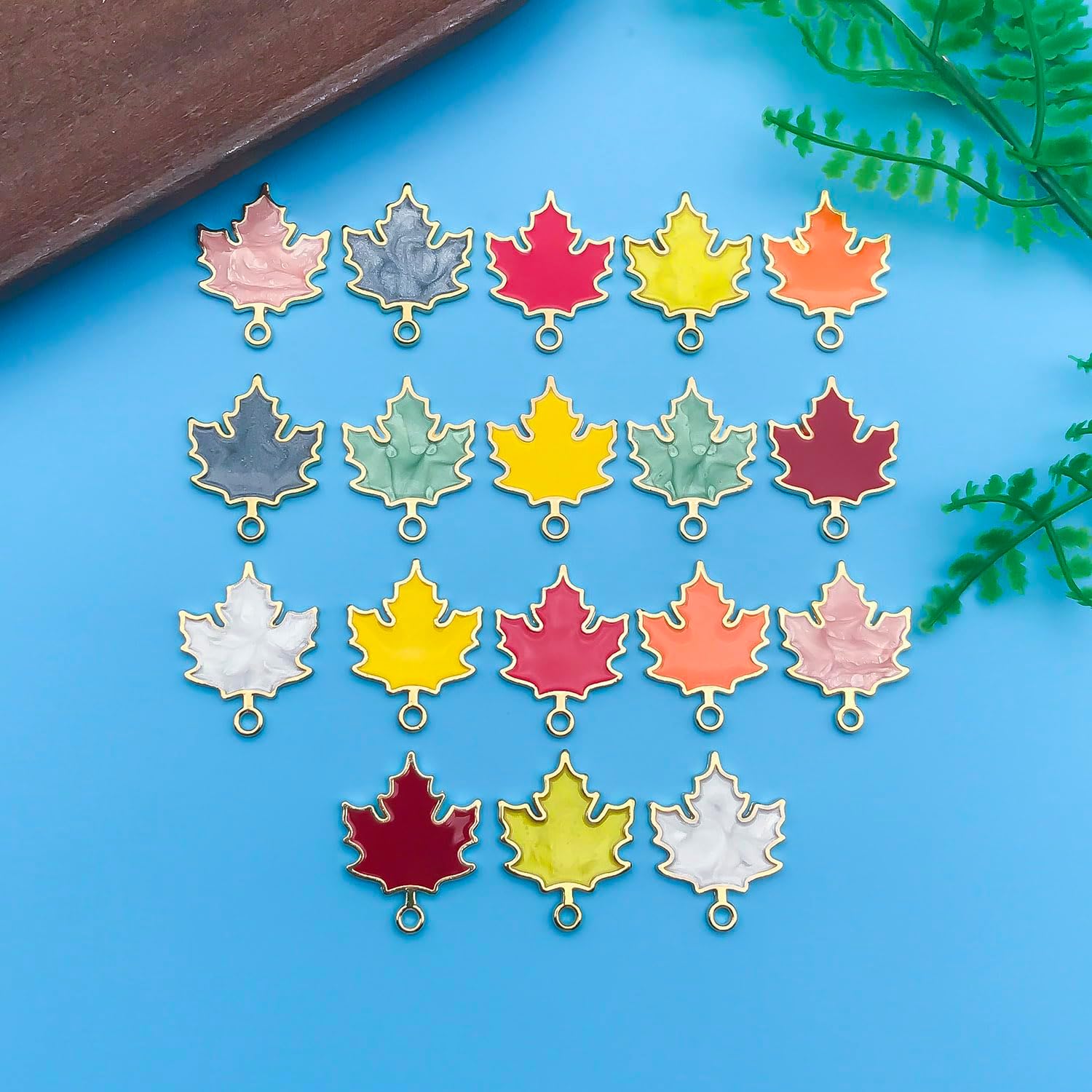 Youdiyla 54pcs Alloy enamel maple leaf set series Pendant Jewelry Making DIY Keychain Earrings Pendant Various Design Charms for Jewelry Making Bracelets Necklace (SN277) - Image 2
