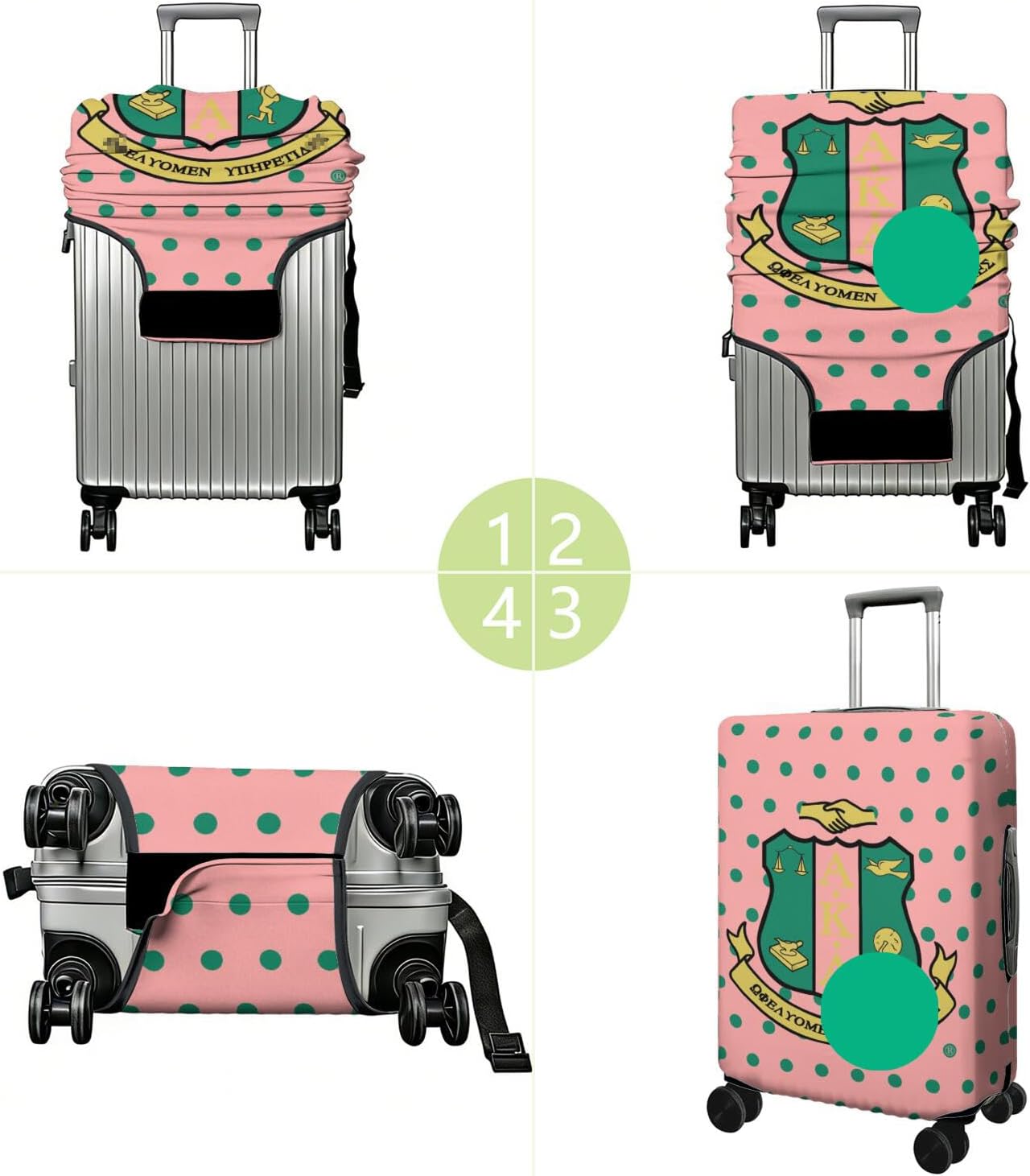 Sorority Gifts Luggage Cover for Women Travel Suitcase Protector Pink Polka Dots Anti-scratch Elastic Suitcase Cover Fashion Accessory for for 18-20 Inch Luggage(S) image 3