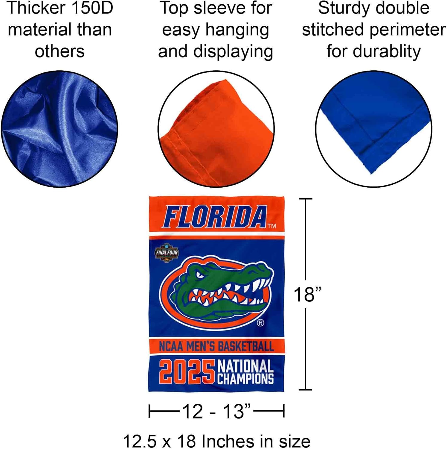 Florida Gators 2025 College Basketball National Champions Double Sided Garden Banner Flag - Image 3