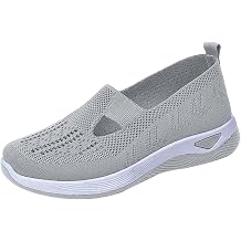 Womens Trainers Wide Fit Wedge Shoes Slip On Arch Support Tennis Sneakers Breathable Mesh Orthopedic Wedge Trainer Comfortable Non Slip Soft Sole Walking Trainers Low Top Outdoor Shoes