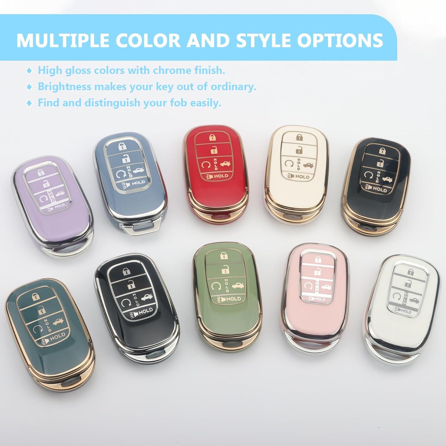 for Honda Key Fob Cover,5 Buttons TPU Key Cover with Silver Edge,Fit for Honda 2022-2026 Accord,2021-2026 Civic,2023-2026 HR-V,2023-2026 CR-V,2023-2026 Pilot (B-Pink)