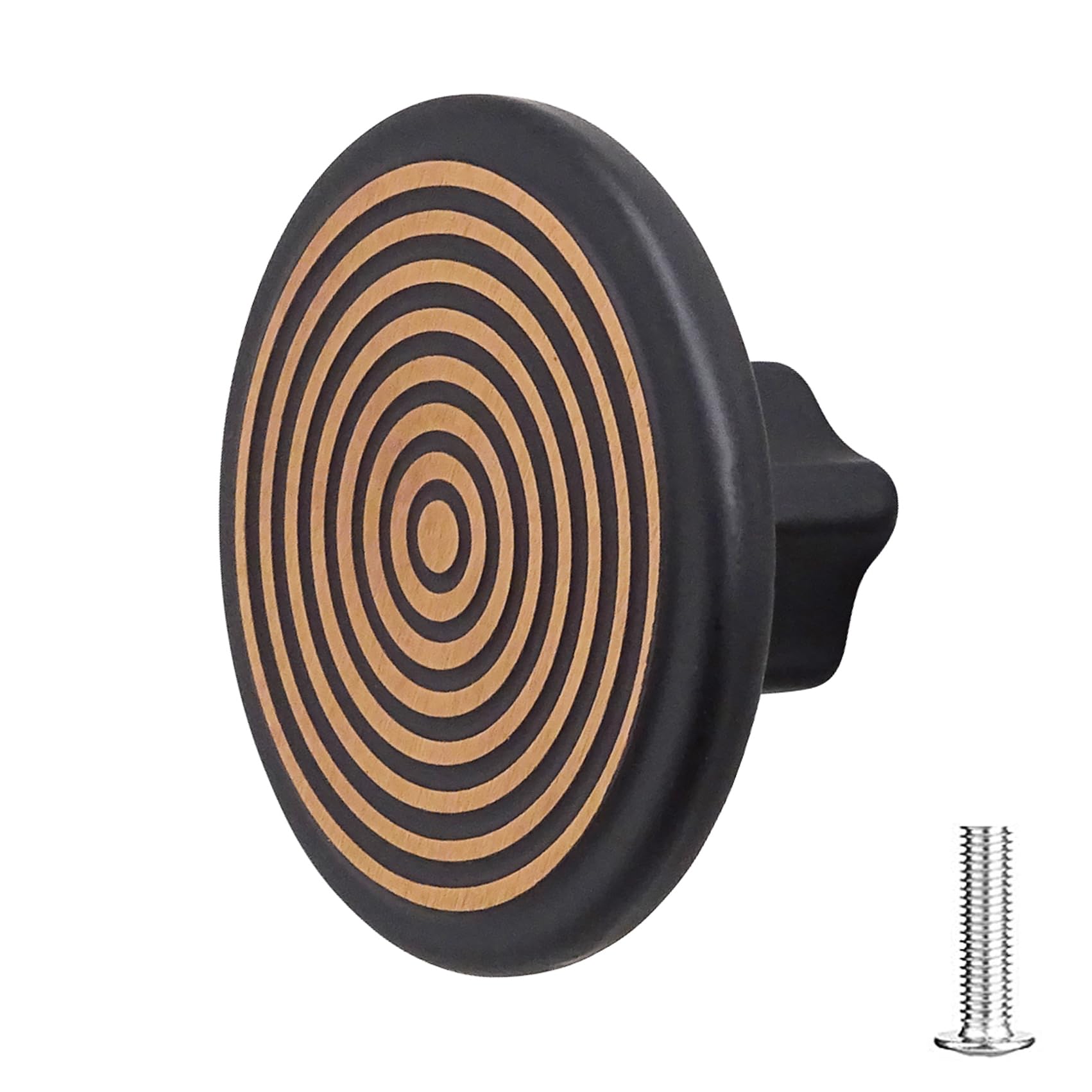 Decoranddecor Mira - Spiral Round Cupboard Knob Handle - 40mm Diameter Zinc Alloy (Matt Black, Rose, 1 Pack)