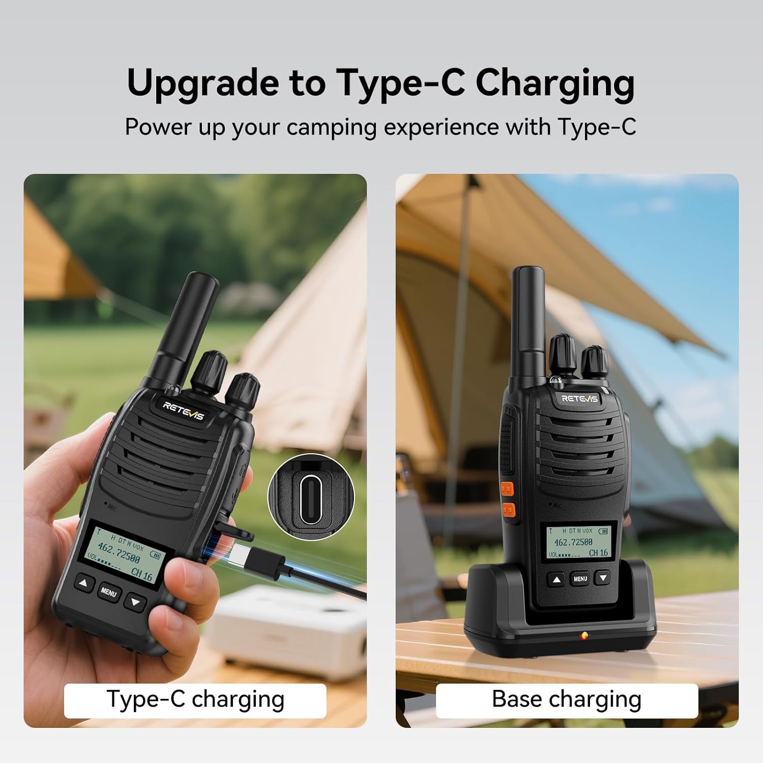 Retevis H777D Walkie Talkies(1 Pack) with AI Active Noise Reduction Walkie Talkie Earpiece(1 Pack), Type-C Charging, NOAA, Hand Free Handheld Rechargeable Long Range Two Way Radio