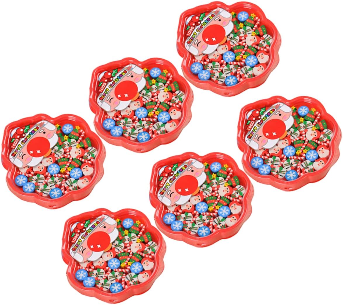 HEMOTON Santa Claus Snowman Erasers 6 Pieces Christmas Decor Pencil Erasers Boys and Girls' Christmas Favors School Supplies