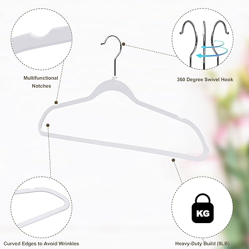 Miniatura 5 de Perchas de plástico blanco de calidad, paquete de 20 unidades, sin terciopelo, para ropa, juego de percheros resistentes, perchas de armario que