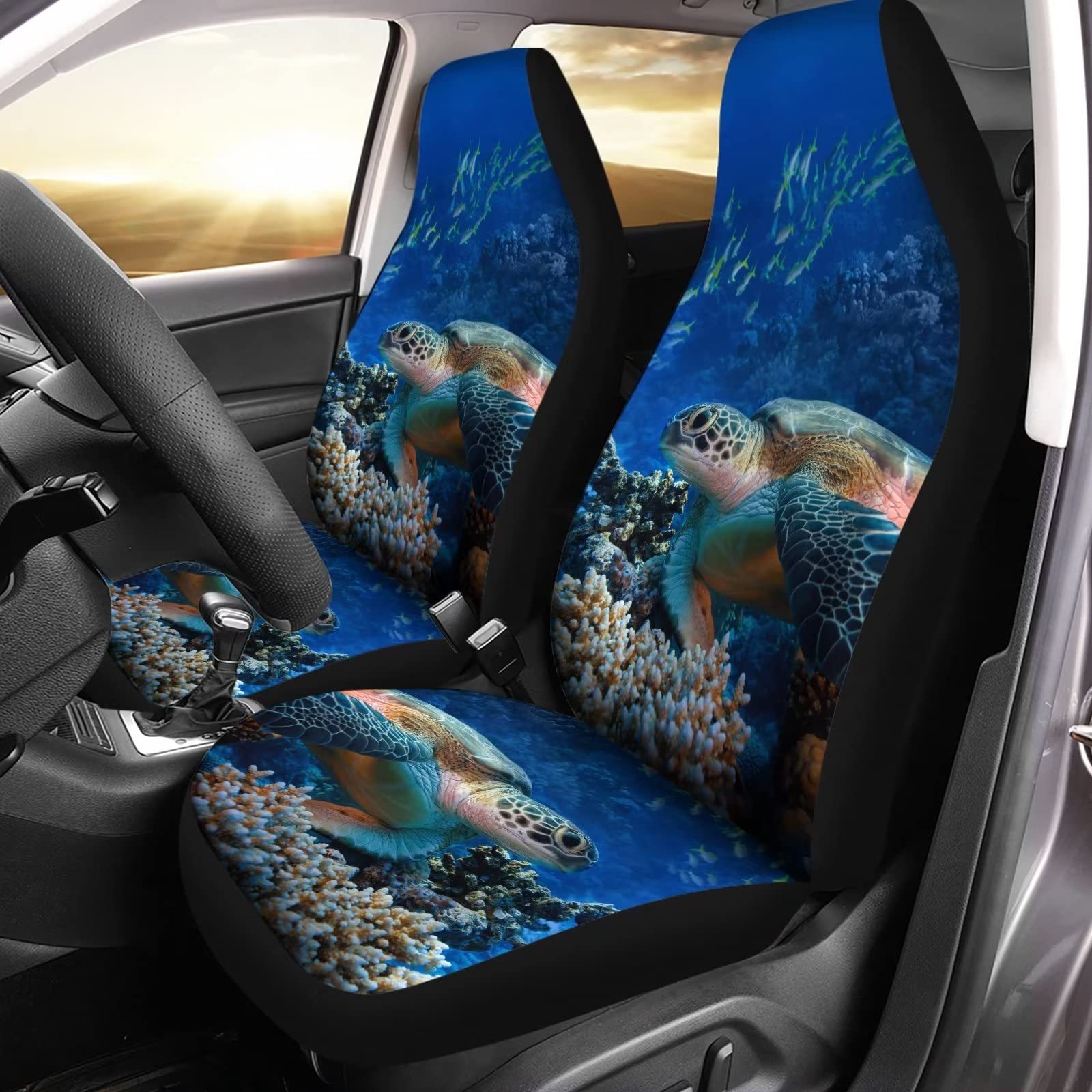 702 2 Pièces Accessoires Auto Interieur Tortue De Mer-Bleu Couvre Siège Voiture Lavable Protection De Siège Auto 52X138Cm pour Sedans, Trucks, Vehicles